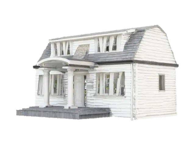 Colonial Facade Render 3D model, vytvořený pomocí AI