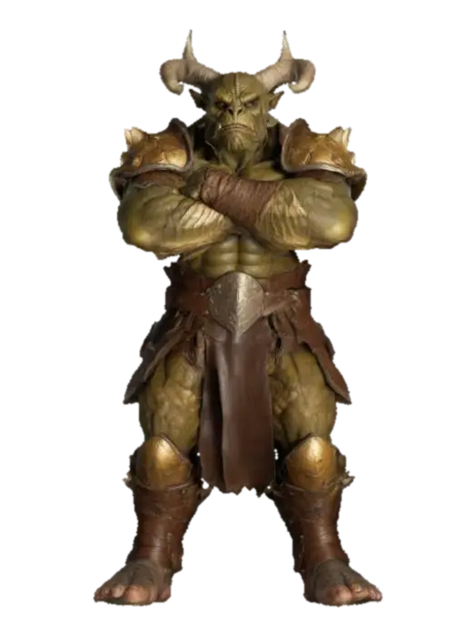 Highly Detailed, Dragonborn orc extremely muscular in a proud confident stance… 3D model, vytvořený pomocí AI