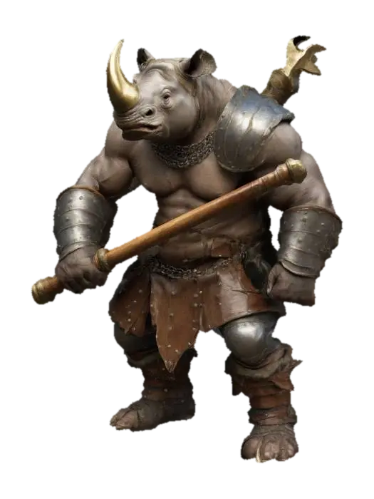 An extremely detailed medieval warrior. Has the characteristics of a rhinoceros man he… - Club 3D model, vytvořený pomocí AI