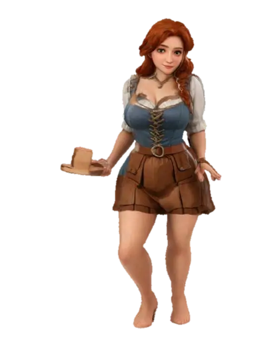 Tavern Maiden - Barmaid 3D model, vytvořený pomocí AI