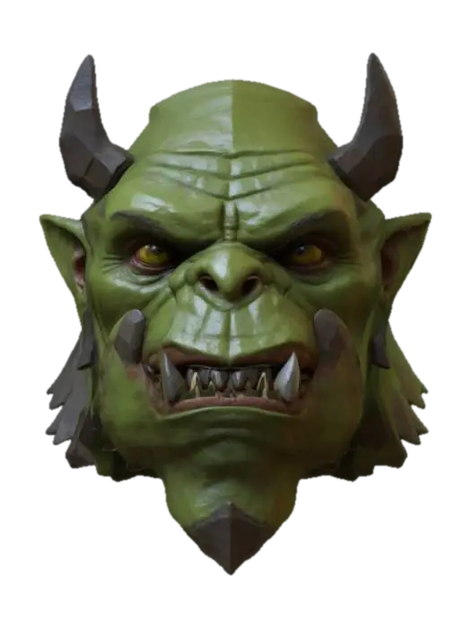 low poly blockey orc head - Gameart 3D model, vytvořený pomocí AI