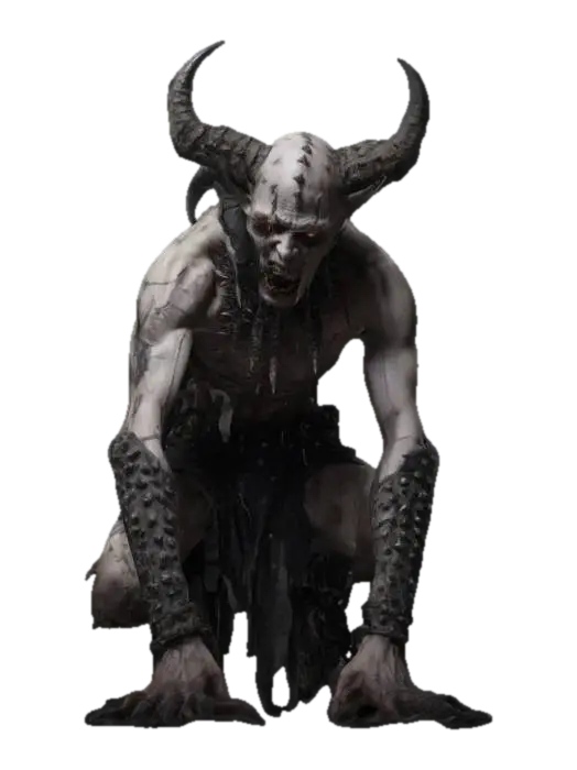 An extremely detailed ghoul is covered in spikes and horns his body is stringy but… 3D model, vytvořený pomocí AI