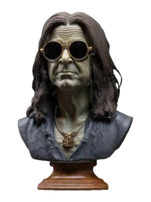 An extremely detailed bust of Ozzy Osbourne - Celebrity 3D model, vytvořený pomocí AI