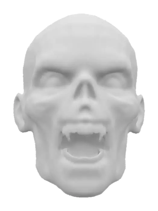 3D model for Medium poly zombie rotting head mouth open