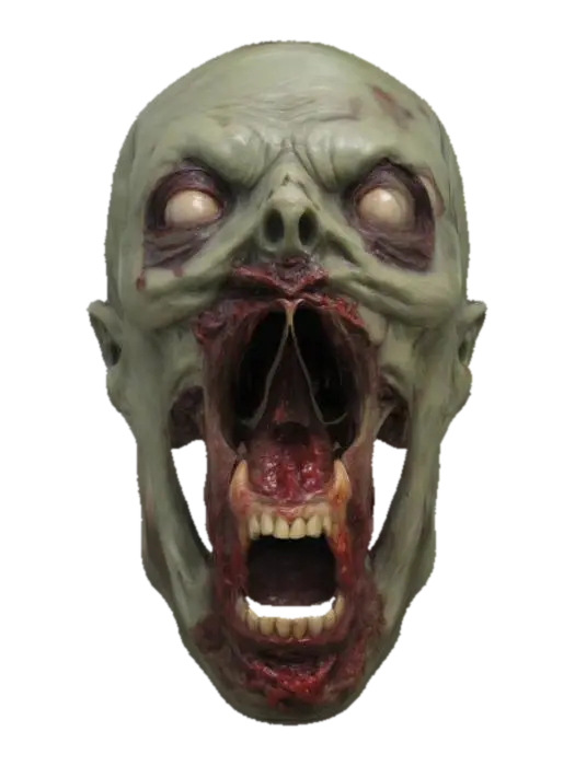 3D model for Medium poly zombie rotting head mouth open