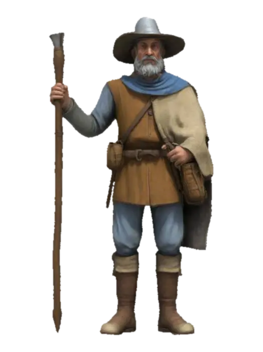 A traveling medieval merchant - Trader 3D model, vytvořený pomocí AI