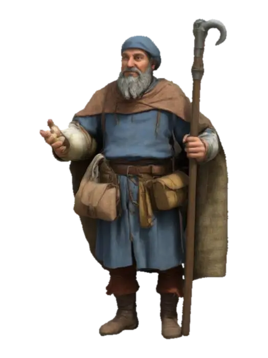 A traveling medieval merchant - Trader 3D model, vytvořený pomocí AI