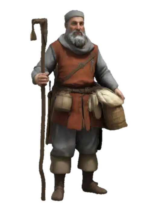 A traveling medieval merchant - Trader 3D model, vytvořený pomocí AI