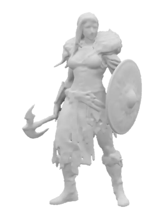 3D model for Beautiful female barbarian full body