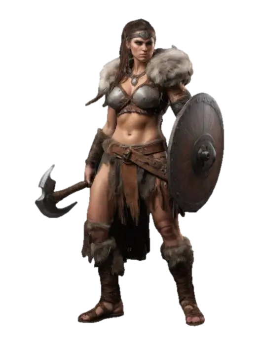 3D model for Beautiful female barbarian full body