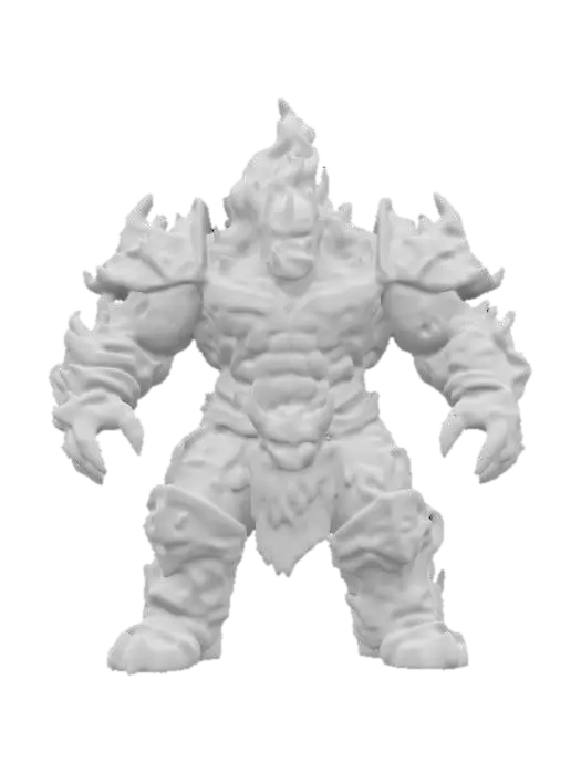 3D model for A fire golem huge muscular and menacing flames on its entire body 

   