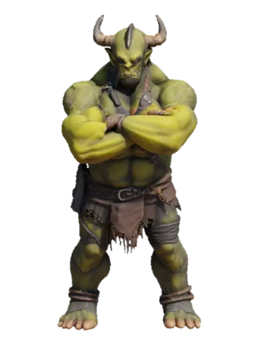 3D model for Highly Detailed, Dragonborn orc extremely muscular in a proud confident stance with his arms folded, Full Body, #game figure#