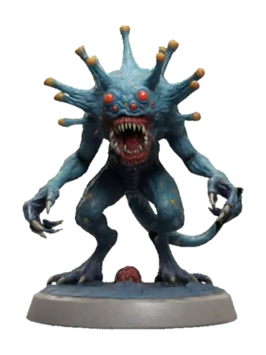 3D model for CORONA VIRUS MONSTER CREATURE ON A ROUND BASE , #game figure#