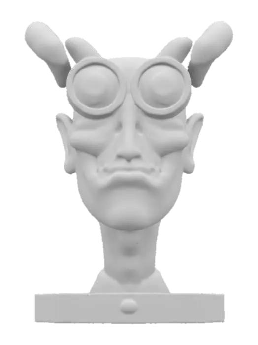 3D model for This model has grotesque caricatures,  A Ed "big daddy" Roth style, cyclops with bright colors standing on a hexagon base ,