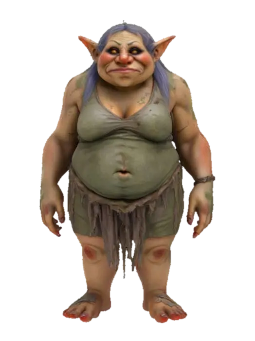 Highly detailed female gross troll #game figure#, evil great lighting well defined… 3D model, vytvořený pomocí AI