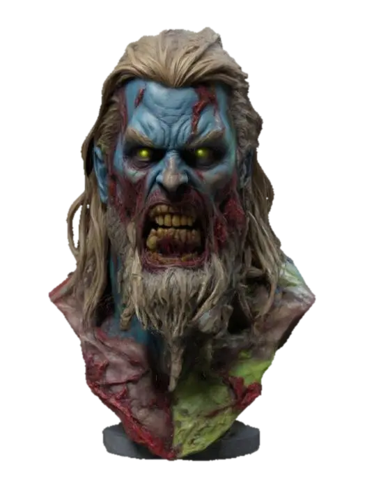 3D model for zombie thor, Highly Detailed, Ultra Realistic, Bust