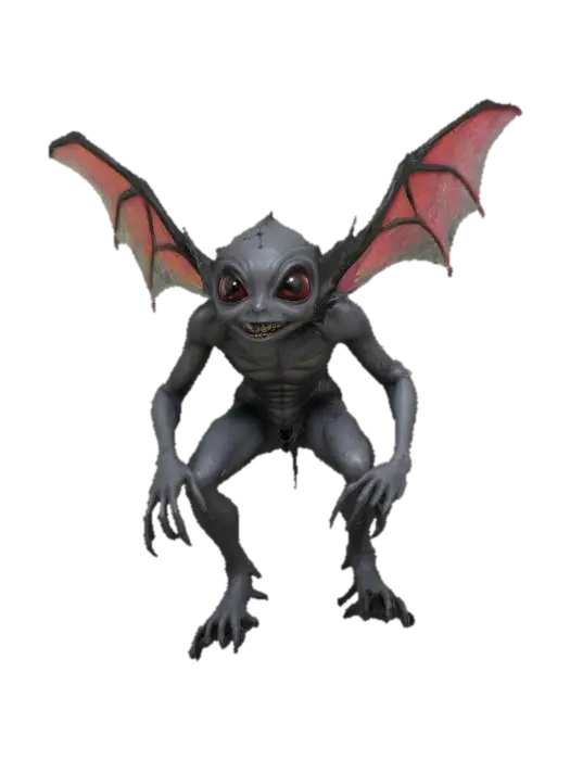 Dark forest trickster fairy with spiderweb-patterned wings, ash-gray skin, sharp… 3D model, vytvořený pomocí AI