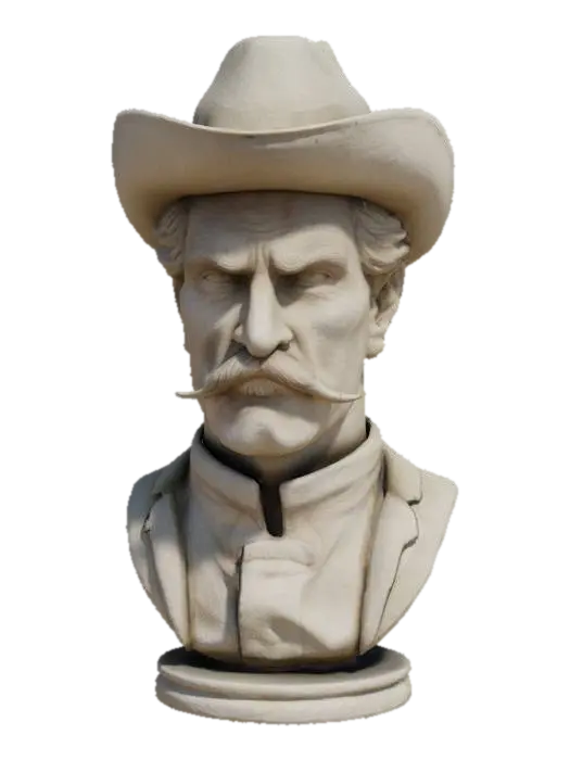 doc holiday Val Kilmer bust - Actor 3D model, vytvořený pomocí AI
