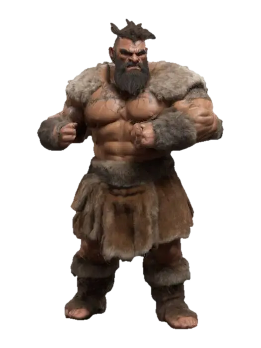 Highly Detailed, barbarian extremely extra muscular in a proud confident stance with… 3D model, vytvořený pomocí AI