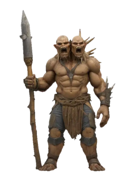 The object is a humanoid figure with rugged, muscular geometry, wearing tattered, organic-looking… - Twoheaded AI 생성 3D 모델