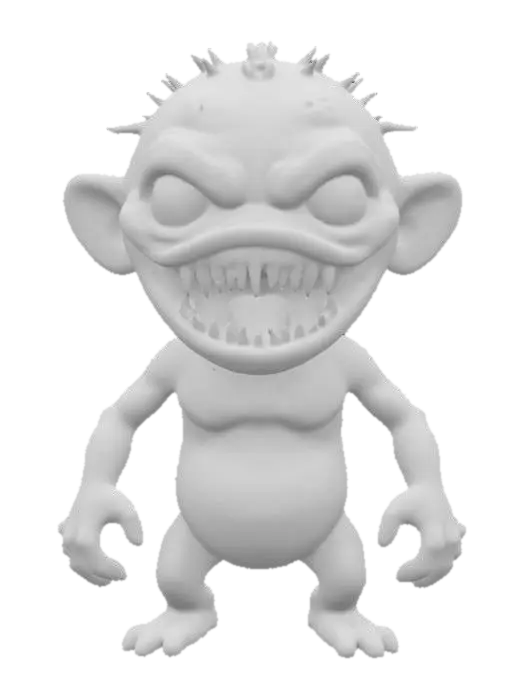 3D model for A Ed "big daddy" Roth style human zombie with bright colors standing hunched over huge mouth 