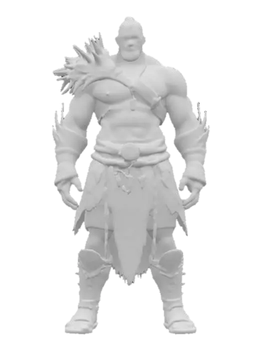 3D model for dragon born barbarian muscular body leather clothing  