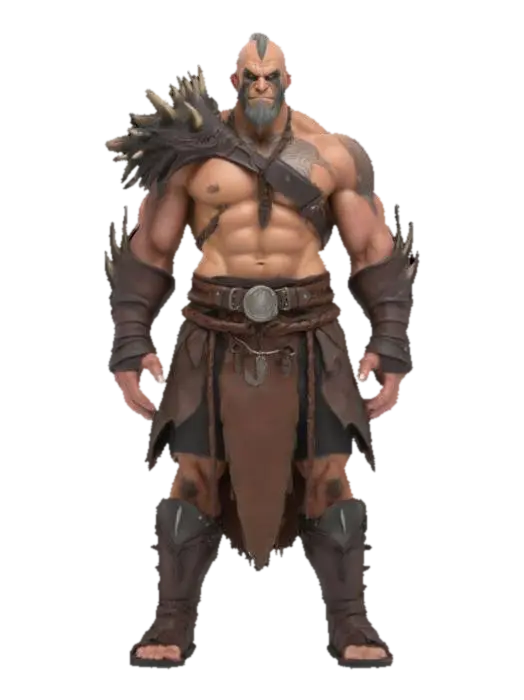 3D model for dragon born barbarian muscular body leather clothing  