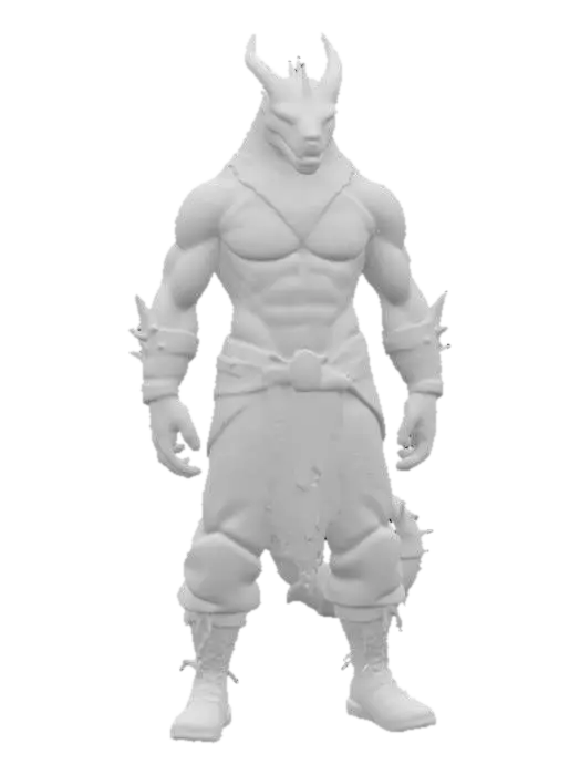 3D model for dragon born barbarian dragon head muscular humanoid body leather clothing  