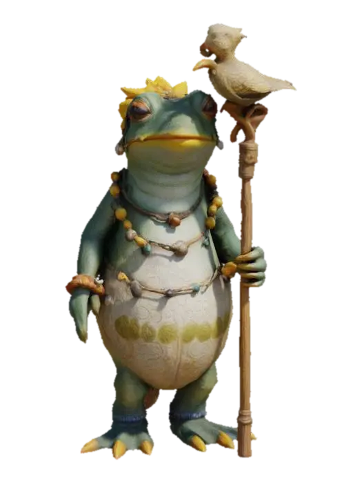 The object is a character with an amphibian-like, bulbous shape, rough texture,… 3D model, vytvořený pomocí AI