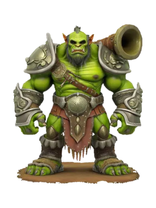 3D model for orc barbarian with stone hand made armor 