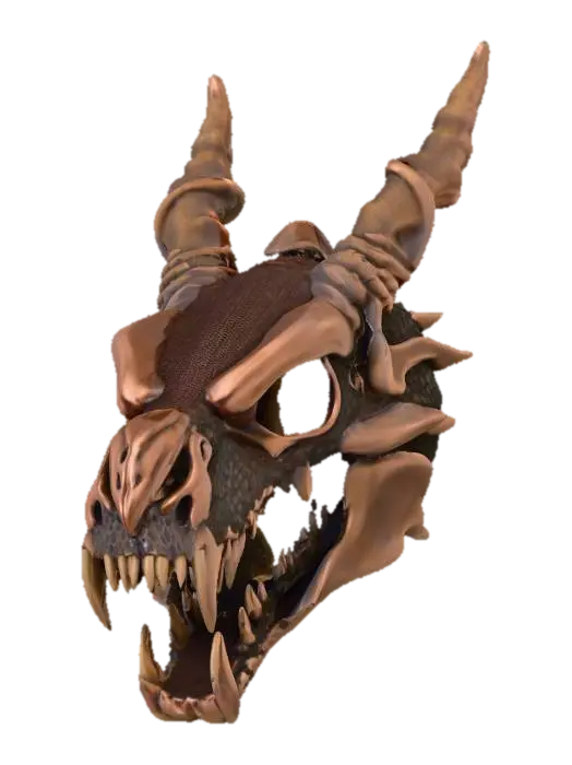 A in the shape of a dragon skull made from metal coper mesh , #PBR# - Alphabet 3D model, vytvořený pomocí AI
