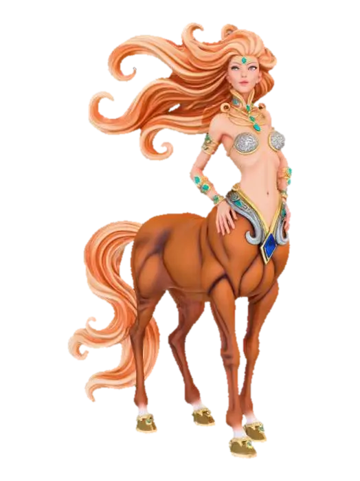 #Halloween2025#, Highly detailed stylized figurine of a beautiful woman centaur 3D model, vytvořený pomocí AI