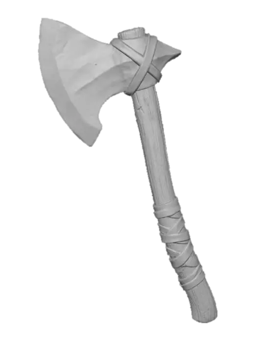 3D model for A stone battle ax with a leather wrapped handle