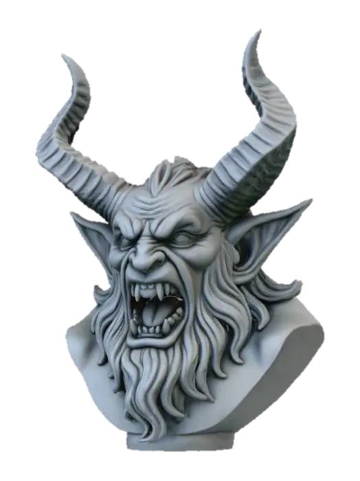 Krampus bust head, #Christmas2025# 3D model, vytvořený pomocí AI