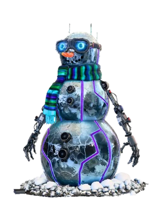 #Christmas2025#, a fantasy cyber punk frosty the snowman 3D model, vytvořený pomocí AI