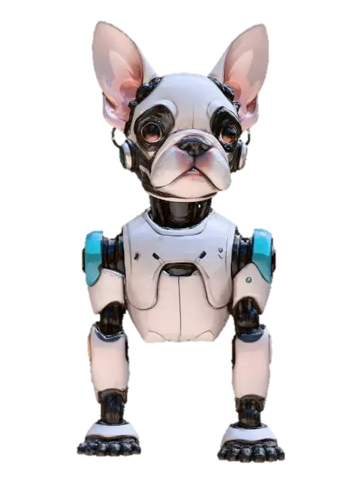 Mecha Bulldog 3D model, vytvořený pomocí AI