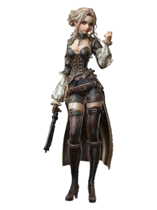 Steampunk Enchantress - Aesthetic 3D model, vytvořený pomocí AI