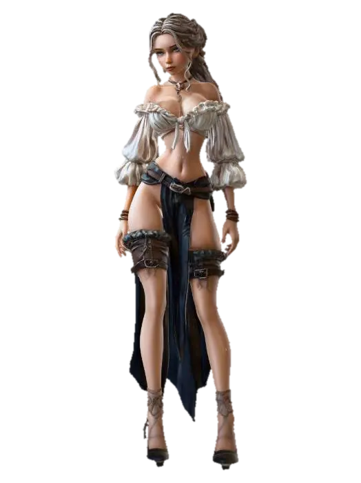 Moonlit Siren 3D model, vytvořený pomocí AI