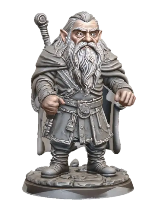 Dwarven Sage - Wise 3D model, vytvořený pomocí AI