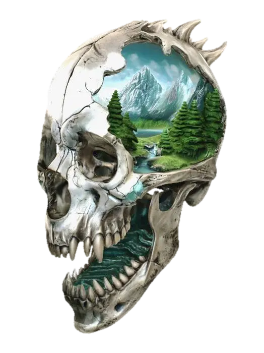 3D-модель Landscape Inside a Skull, згенерована ШІ
