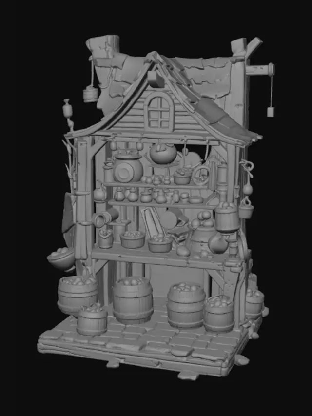 3D model for Timber Market Stall