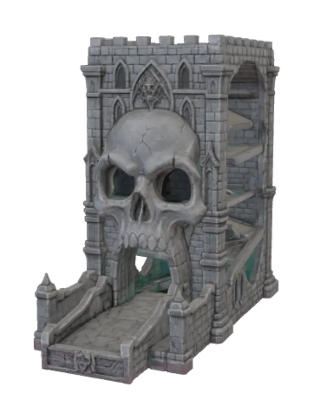 Dark Dungeon Skull Dice Tower - Aged 3D model, vytvořený pomocí AI