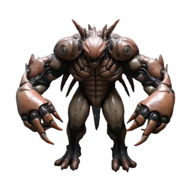 #game figure#, per villain, humanoid Hybrid, multipüle arms, giant crab… 3D model, vytvořený pomocí AI