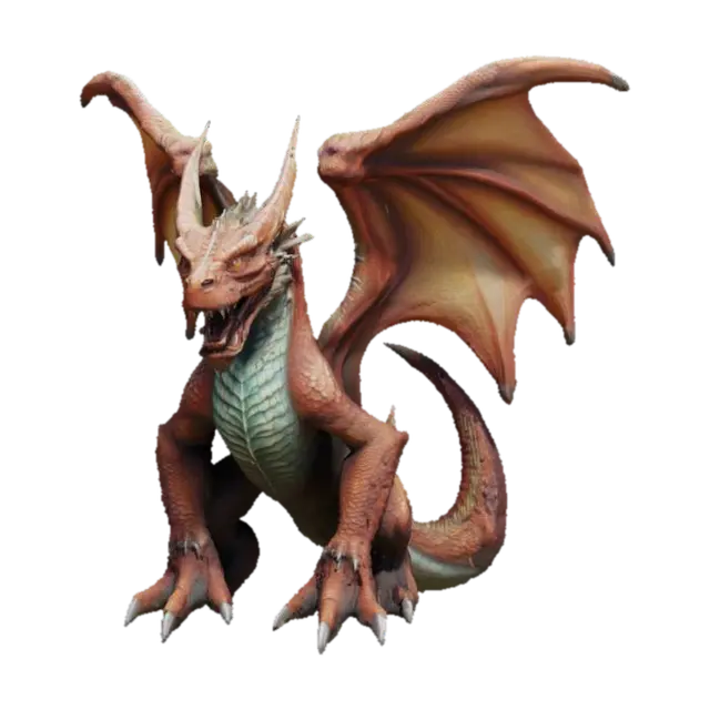 3D model for A dragon with deeply refined detail in the scales and face full body and angry