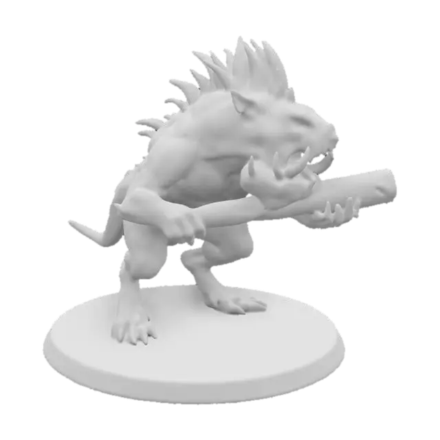 3D model for Evil menacing beast with human features a warthog head and face covered in spikes carrying a large wooden plank highly detailed highly realistic with foam coming out of his mouth