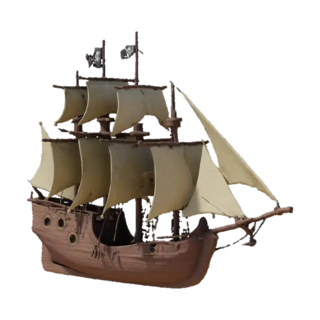 A simple pirate ship , #game figure# - Sailing 3D model, vytvořený pomocí AI