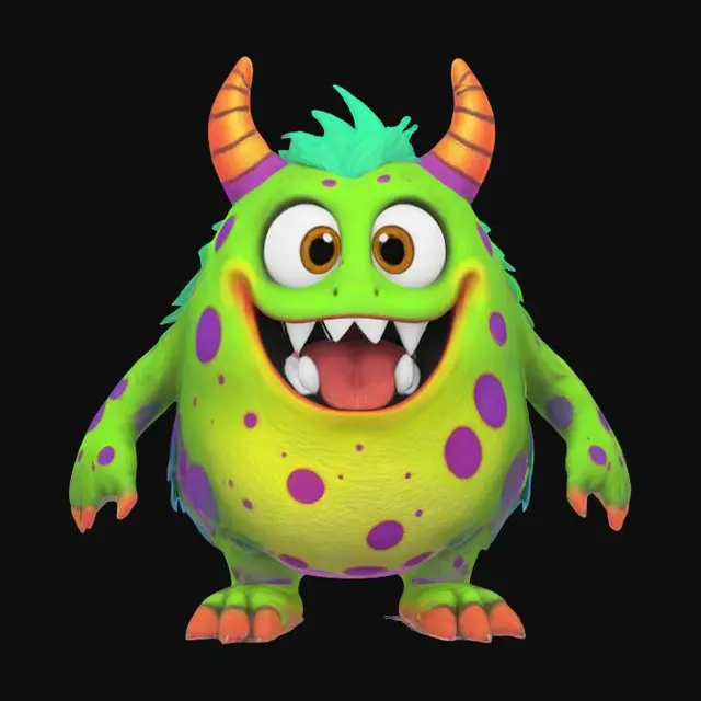 3D model for #SketchTo3D#, kids drawing of a monster simple 