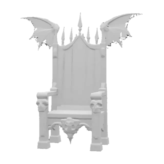 3D model for simple Sketch of  OZZY's throne medieval, wooden a skull carved into the arm rests and bat wings carved into the back, no color drawn with a black marker , #SketchTo3D#