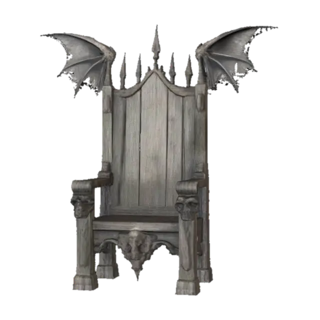 3D model for simple Sketch of  OZZY's throne medieval, wooden a skull carved into the arm rests and bat wings carved into the back, no color drawn with a black marker , #SketchTo3D#