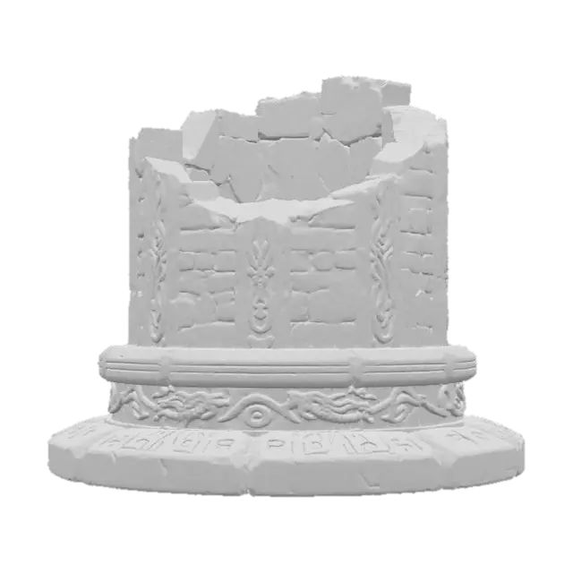 3D model for a stylized stump of a stone column  base in a fantasy dnd style highly detailed brick and stone  